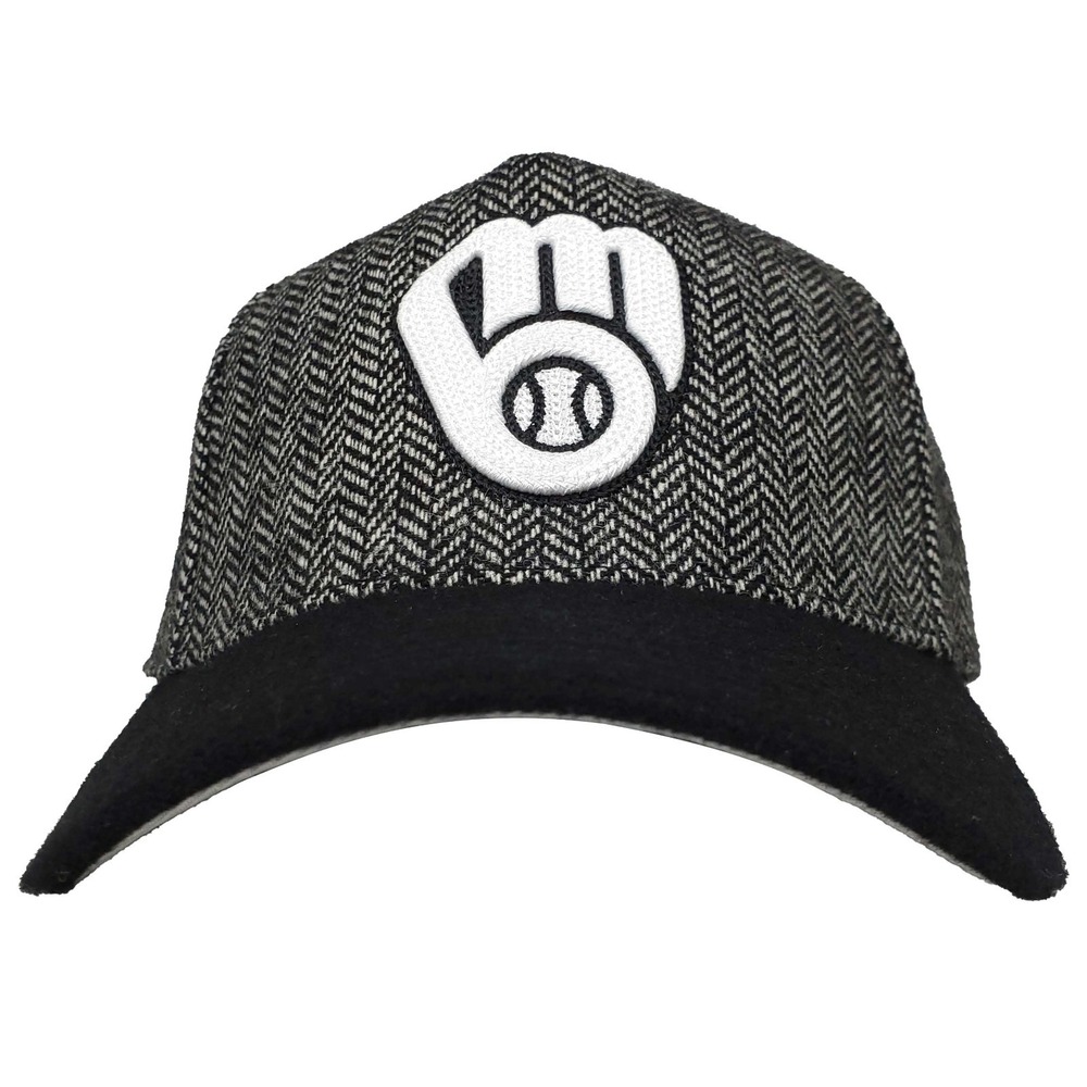 Milwaukee Brewers Mitchell & Ness MLB Pro Fit Snapback Cap Hat 3D Logo Black NWT
